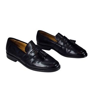 Johnston & Murphy Loafer sz 9E Men Pinch Tassel Black Leather‎ Slip On Timeless